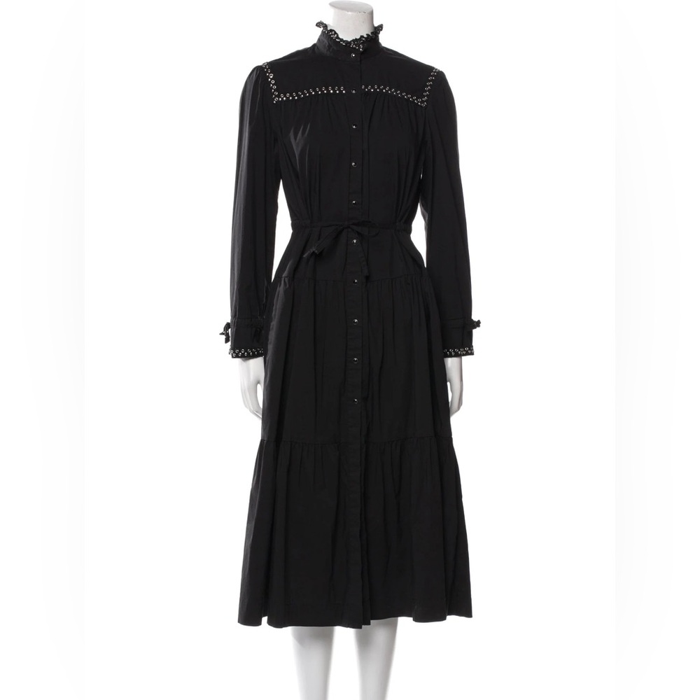 Sabina Musayev Black Long Sleeve Dress with Ruffle Details Size XS